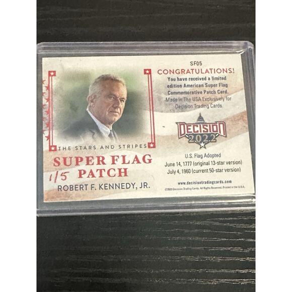 Decisions 2023 Robert F. Kennedy Jr. Super Flag Patch 1/5 Hand NUMBERED BOOKEND - Picture 2 of 2